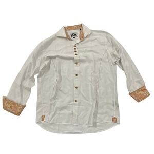BG The Authentic Shirt Maker Sz 6 White Embossed Button Up Lg Sleeve Top Stitch